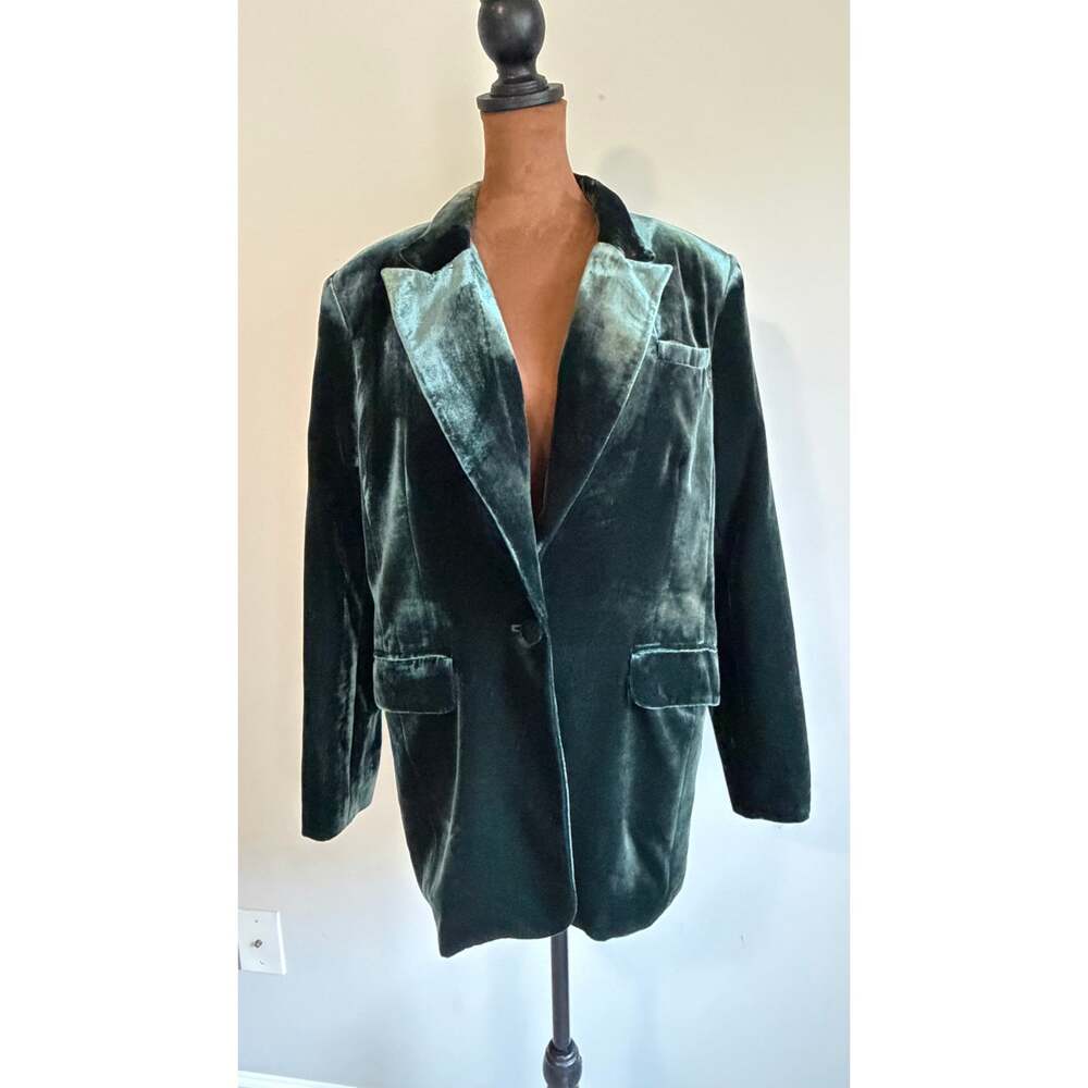 NWT Banana Republic Velvet Blazer & Pants Suit Set Green $460 Size 10/10L - Picture 8 of 13